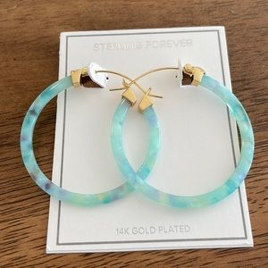 NWT Sterling Forever Mermaid Resin Hoop Earrings